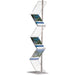 Eleganter Prospektständer Zig-Zag mit 6 A4 Fächern aus Aluminium und transparentem Acryl für Broschüren, Magazine und Flyer in Empfangsbereichen, Ausstellungen und Verkaufsräumen