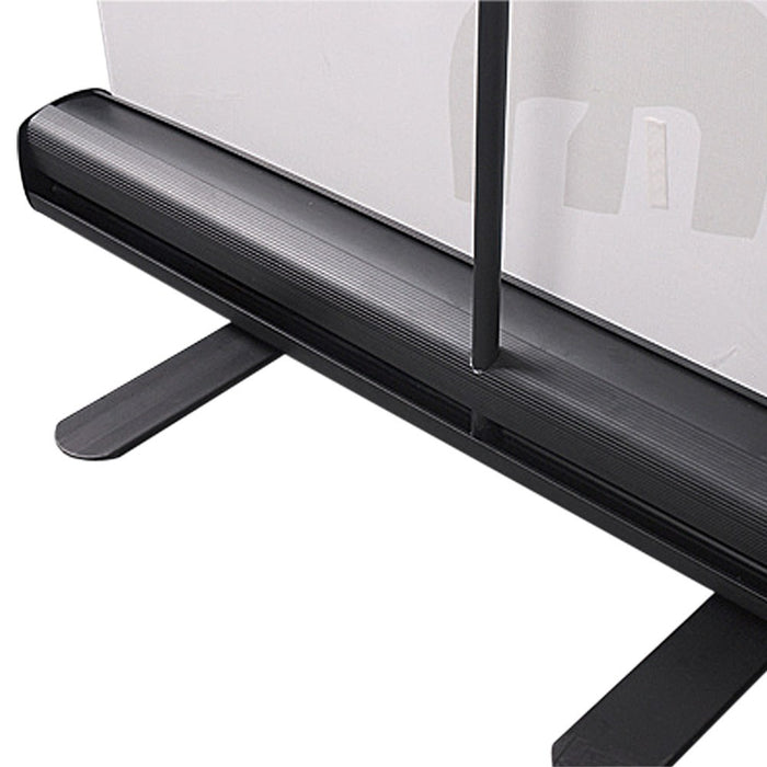 Schwarze Aluminium-Kassette des Roll-Ups Black mit Standfuß