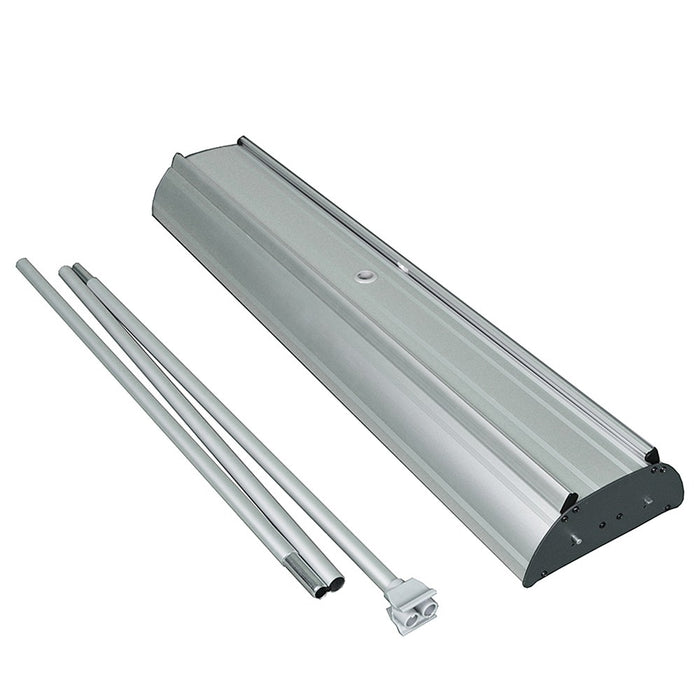 Kassette und Stangen des doppelseitigen Roll-Ups Duo