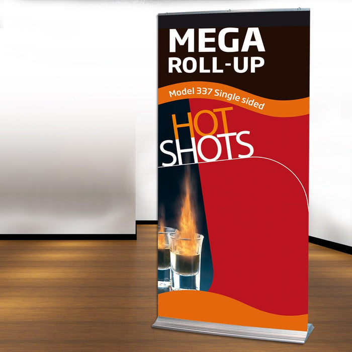 Großes Roll-Up Mega XXL einseitig mit Motiv im Raum