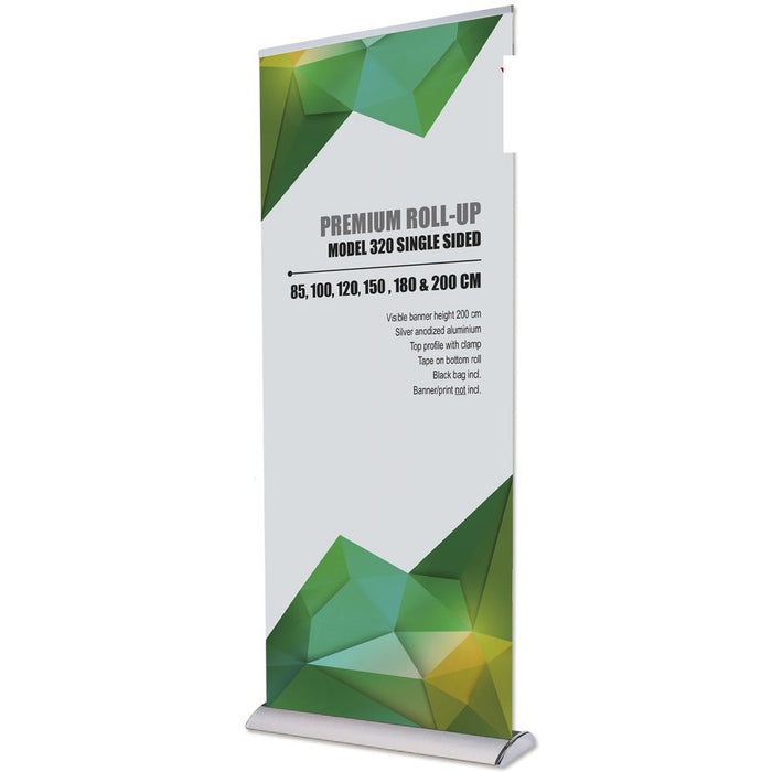 Roll-Up Premium einseitig mit Teleskopstange und Beispielmotiv