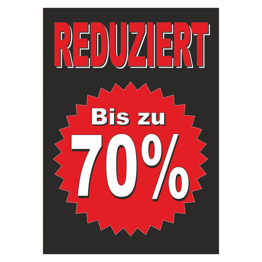Reduziert Plakat DIN A1 – Bis zu 70 Prozent, schwarz-rot, Hochformat