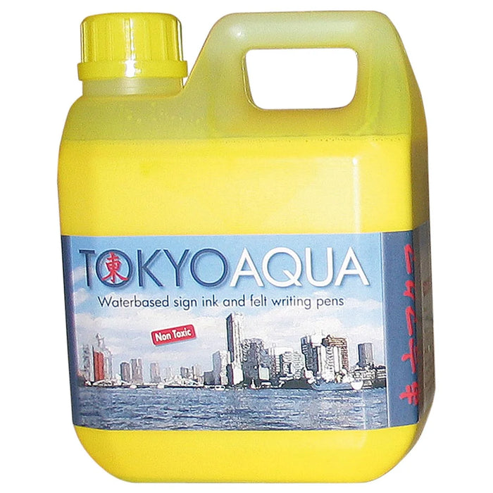 Gelbe Tokyo Aqua Plakatfarbe im 1-Liter-Kanister für auffällige Preis- und Aktionsplakate