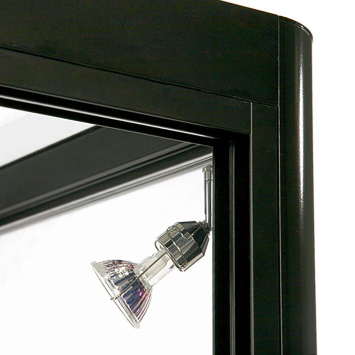 LED-Spot in der Show-Vitrine Duo Tisch in Schwarz, Detailansicht