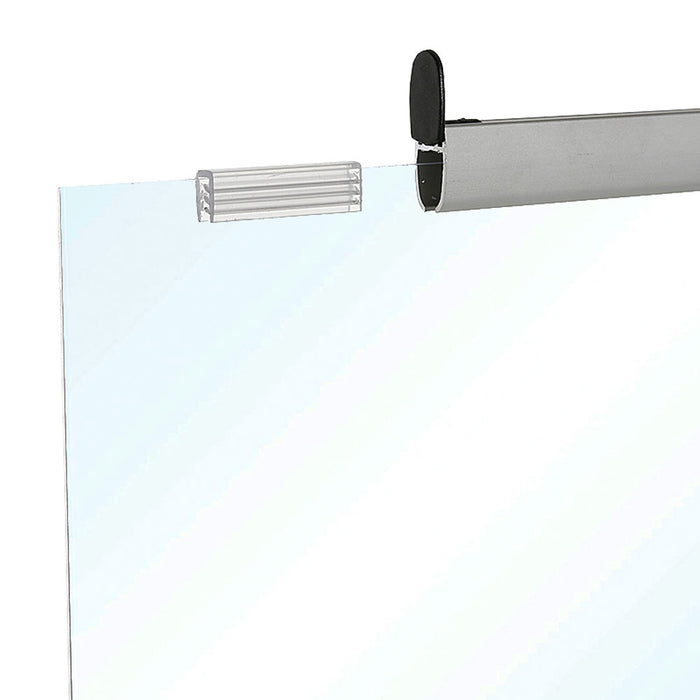Aluminium-Profil mit Endkappe und Aufhängung am hängenden Spuckschutz