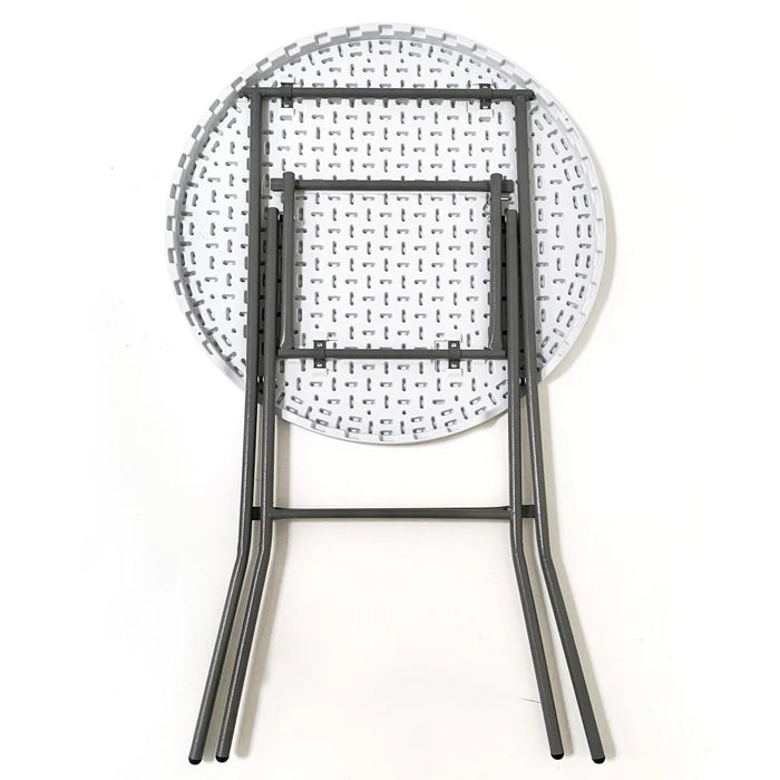 Stehtisch mit weißer Tiscjplatte 110cm rund klappbar für Event und Messe