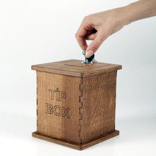 Tipbox & Spendenbox aus Holz – abschließbar, robust, dunkelbraun