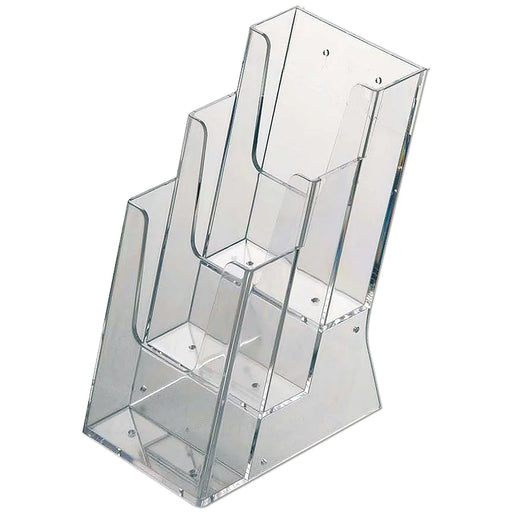 Transparenter Tisch Prospekthalter aus Acryl mit 3 Fächern für Flyer und Broschüren