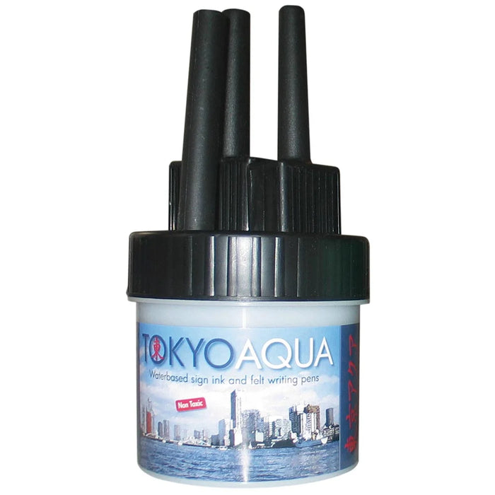 Tokyo Aqua 4 Filzschreiber-Set mit schwarzem Deckel und vier Plakatschreibern