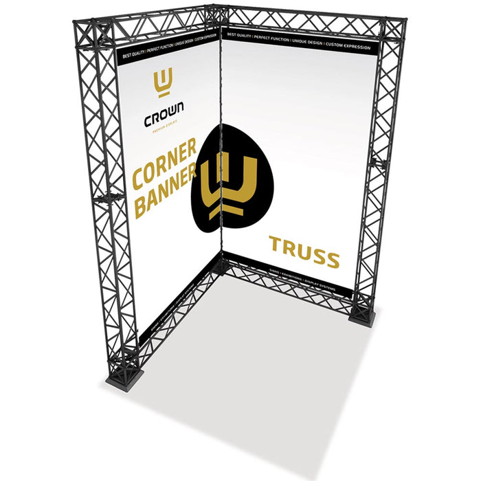 Traversen Eckbanner Messe Display Crown Truss System mit zwei Bannerflächen im Eckformat