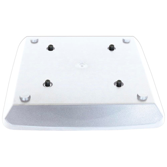 Weißer Standfuß für Traversensysteme und modulare Messewände von CROWN TRUSS