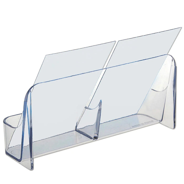 Transparenter Acryl-Visitenkartenhalter Twin mit zwei getrennten Kartenfächern