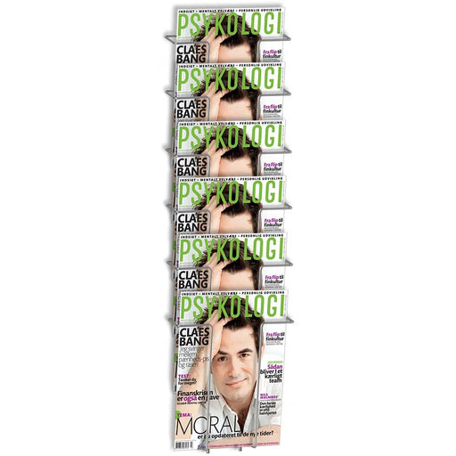 Wand-Prospekthalter aus Draht mit 6 DIN A4 Fächern in Silber für Zeitschriften, Magazine, Broschüren und Prospekte in Wartezimmern, Praxen und Verkaufsräumen
