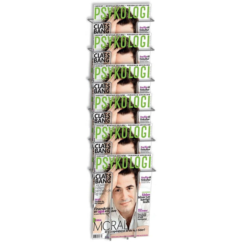 Wand-Prospekthalter aus Draht mit 6 DIN A4 Fächern in Silber für Zeitschriften, Magazine, Broschüren und Prospekte in Wartezimmern, Praxen und Verkaufsräumen
