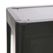 Detail des schwarzen Aluminiumrahmens und der Konstruktion der Wandvitrine Duo