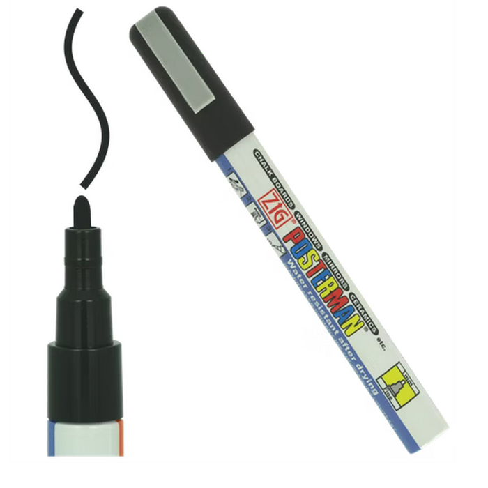 Wasserfester Plakatmarker 1 mm in Schwarz mit runder Spitze für feine Beschriftungen auf Plakaten, Schildern und glatten Oberflächen