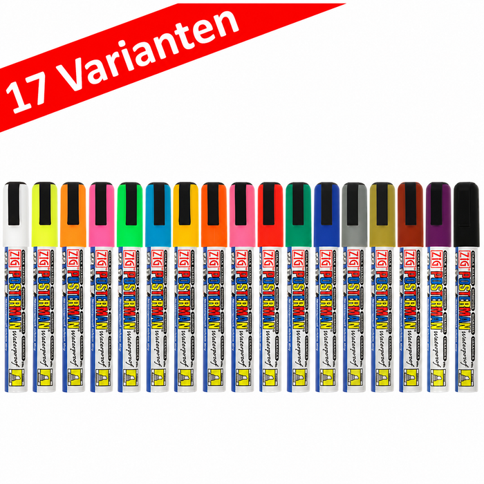 Wasserfester ZIG Posterman Plakatmarker mit 6-mm-Keilspitze in 17 Farben für Preise, Schilder und Werbeplakate