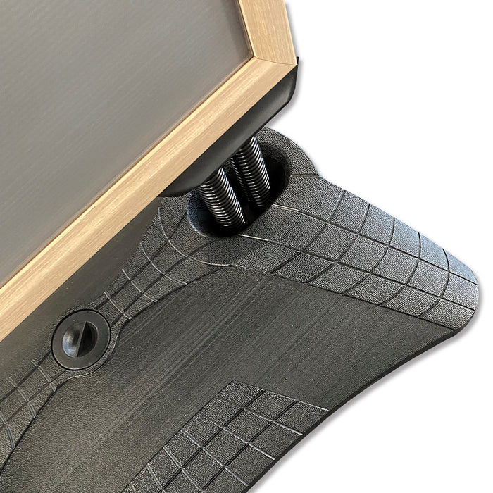 Detailaufnahme der Federtechnik eines windstabilen A1 Kundenstoppers