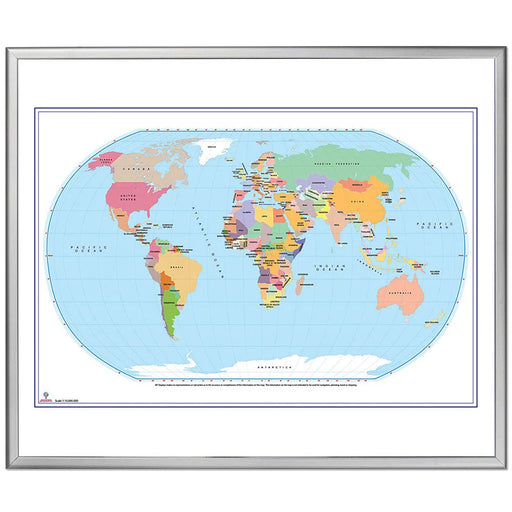 Magnetisches Whiteboard mit politischer Weltkarte in Vollfarbdruck