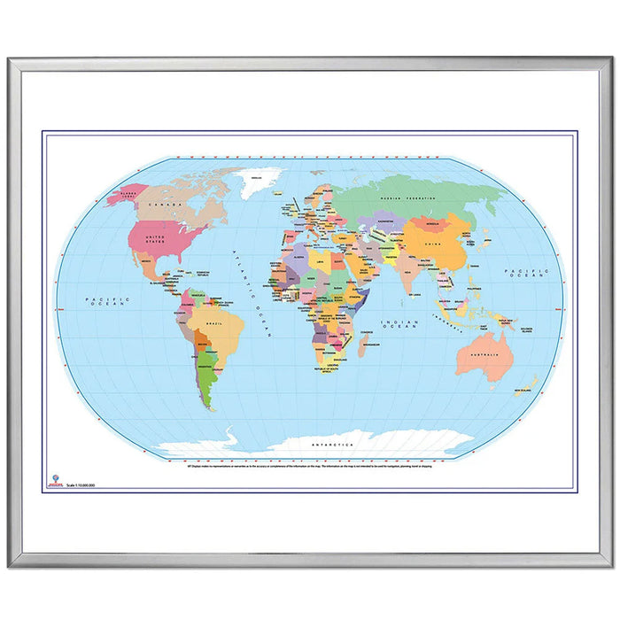 Magnetisches Whiteboard mit politischer Weltkarte in Vollfarbdruck