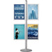 Werbeständer mit 4 doppelseitigen DIN A2 Plakatrahmen aus silber eloxiertem Aluminium für professionelle Werbung im Innenbereich
