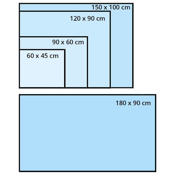 Größenübersicht des Whiteboard Budget in verschiedenen Formaten