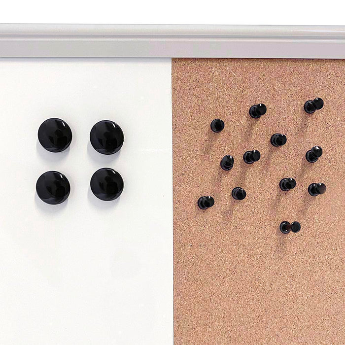 Kombitafel mit magnetischer Whiteboardfläche und Korkwand inklusive Magneten und Pinnnadeln