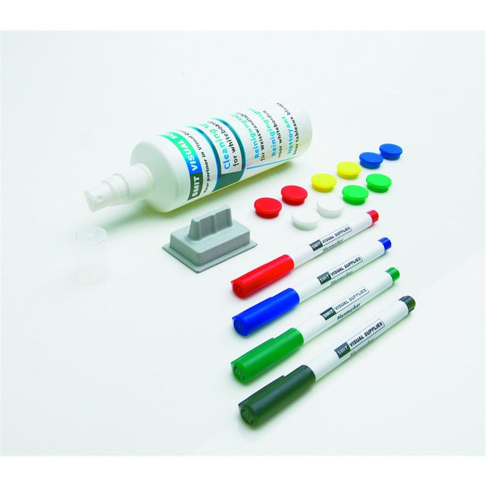 Whiteboard Zubehör-Set Starter-Kit mit Reinigungsspray, Magneten, Radierer und vier Whiteboard-Markern