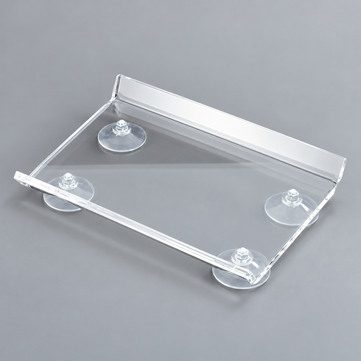 Zahlteller Acryl mit 4 Saugnäpfen 20 × 15 cm – transparent, rutschfest für Kasse und Theke