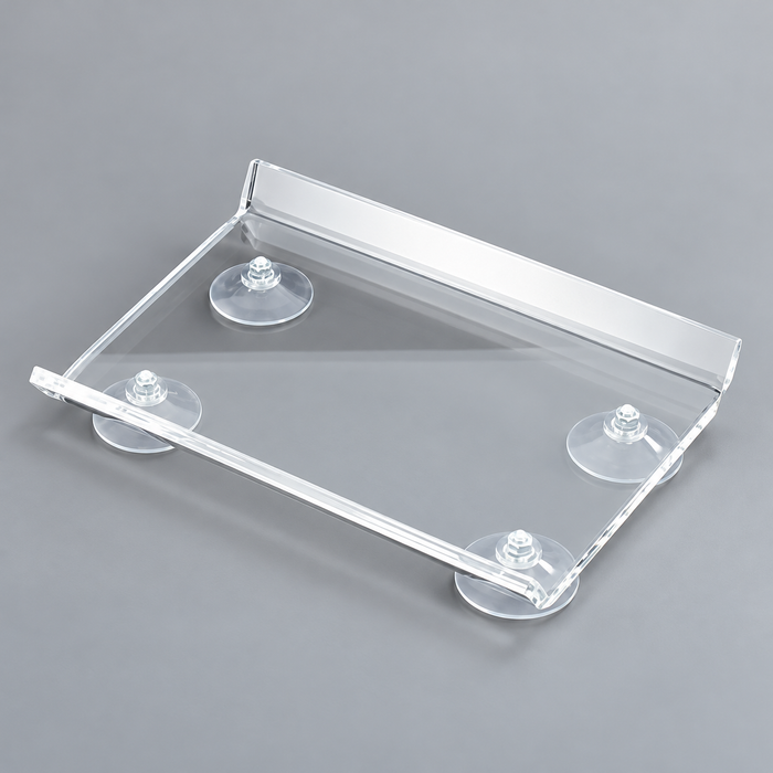 Zahlteller Acryl mit 4 Saugnäpfen 20 × 15 cm – transparent, rutschfest für Kasse und Theke