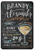 Brandy Alexander Cocktail Rezept Deko-Wandschild für Café, Bar, Restaurant