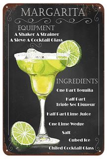 Margarita (2) Cocktail Rezept Deko-Wandschild für Café, Bar, Restaurant