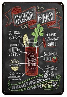 Bloody Mary Cocktail Rezept Deko-Wandschild für Café, Bar, Restaurant