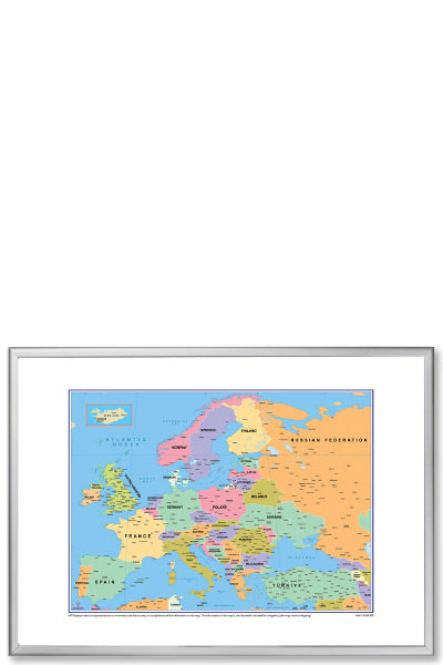 Europakarte - Whiteboard - politische Ansicht - mit Rahmen