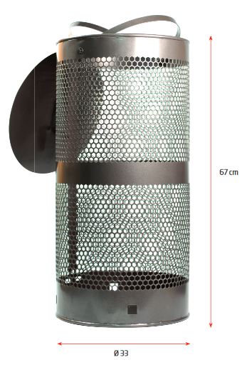 Abfallbehälter Stahl - 38 Liter - outdoor