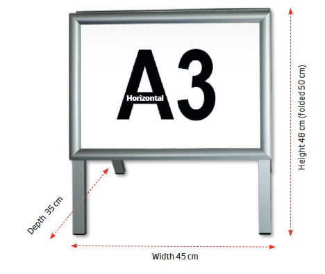 Straßenständer "Alu-Line" - A3 mit Klapprahmen - horizontal & vertikal