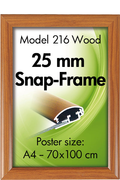 Alu Klapprahmen, Holzlook Wand, 25 mm Profil, A4-A0