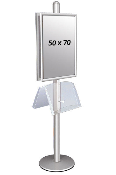 Info-Ständer 2 mit 4x A4 Prospektregal & 2 Klapprahmen- beidseitig-acryl-50x70