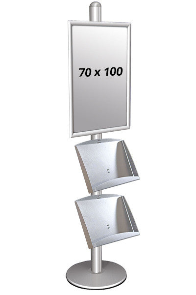 Info-Ständer 3 mit 2x A3 Prospektregal & Klapprahmen-alu-70x100