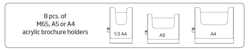 Prospektständer "Multi 20" - 8 x A4 - mit Logoplatte