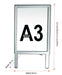 Maßangaben Kundenstopper A3 Aluminium vertikal 33 x 57 x 39 cm