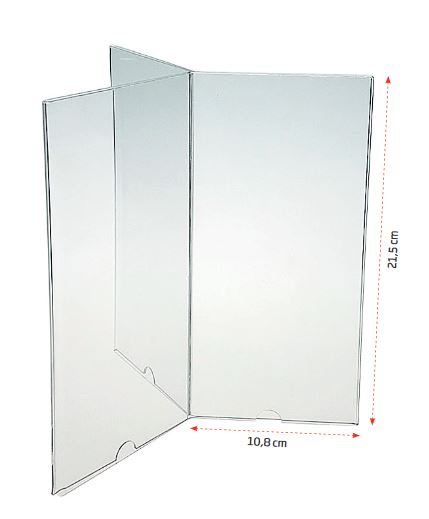 Cross Menühalter Acryl x 3 mit Maßen für Gastronomie und Hotels