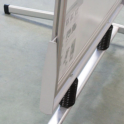 Stahlfeder-System für windstabilen Straßenständer im Außenbereich