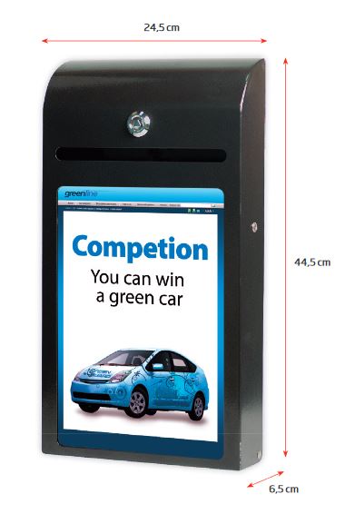 Feedbackbox A4 aus Stahl mit Schloss und A4-Sichtfenster – ideal für Vorschläge, Gewinnspiele und Umfragen