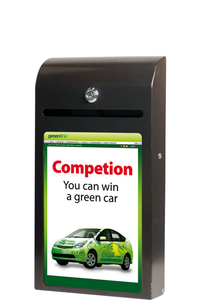 Feedbackbox A4 aus Stahl mit Schloss und A4-Sichtfenster – ideal für Vorschläge, Gewinnspiele und Umfragen