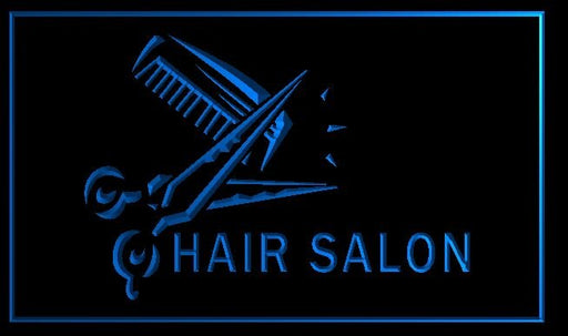 LED Schild "Hair Salon" mit Schere & Kamm