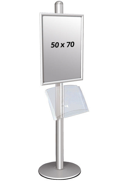 Info-Ständer 1 mit 2x A4 Prospektregal & Klapprahmen-50x70-acryl