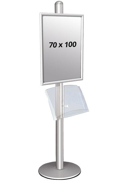 Info-Ständer 1 mit 2x A4 Prospektregal & Klapprahmen-70x100-acryl