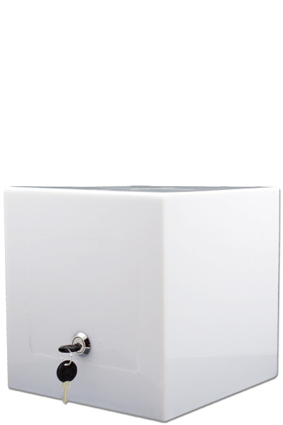 Kartenbox weiß-Opal mit Schloss – diskrete Sammelbox für Abstimmungen oder Wahlen