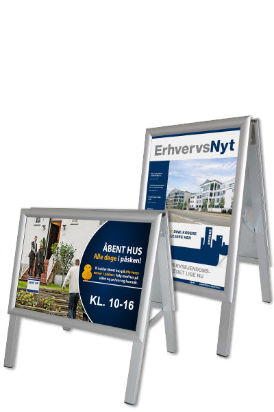 Kundenstopper A3 Aluminium Klapprahmen vertikal beidseitig nutzbar